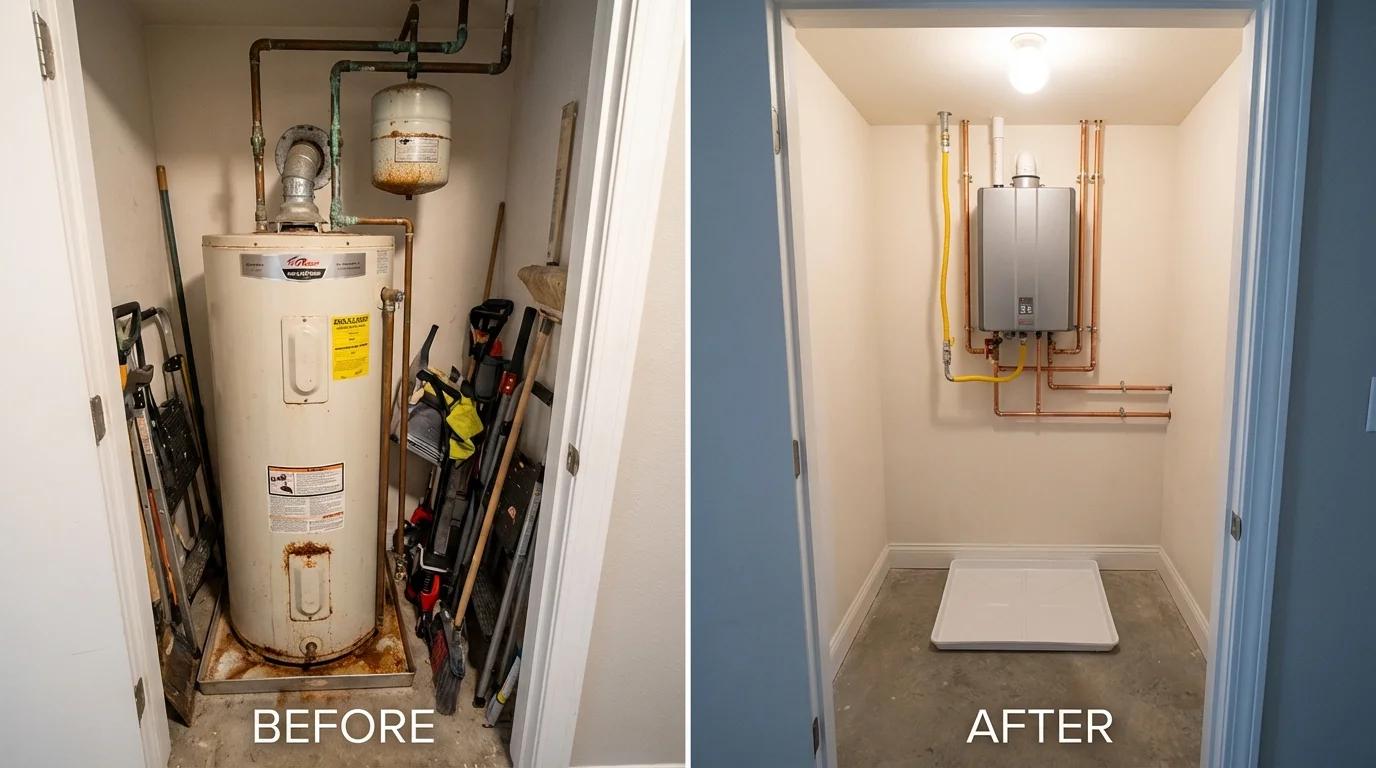 Tank water heater versus wall-mounted tankless unit comparison for Silverton, OR homeowners